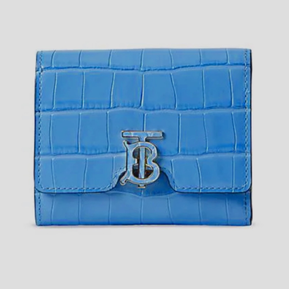 Burberry TB Compact Leather Wallet Cornflower Blue